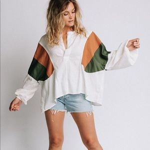 Free People Colorblocked Drawstring Top